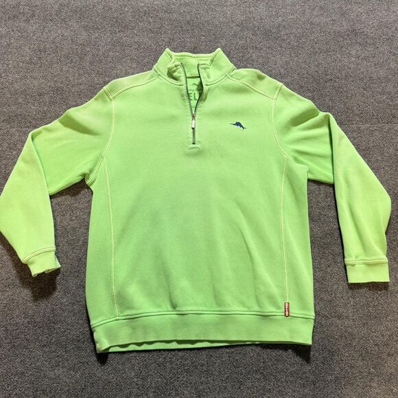Tommy Bahama Other - Tommy Bahama Sweatshirt Mens Medium Green Relax 1/4 Zip Mock Neck Pullover Logo